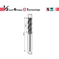 SPEED TIGER ISE Carbide Square End Mill - Micro Grain Carbide End Mill for Alloy Steels/Hardened Steels - AlTiBN Coating - 4 Flute - ISE1/2"4T (1 Piece, 1/2")
