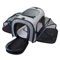 Siivton Airline Approved Pet Carrier, Soft Sided Pet Travel Carrier 4 Sides Expandable Cat Carrier with Fleece Pad for Cats, Puppy and Small Dogs
