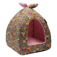 Hollypet Self-Warming 2 in 1 Foldable Comfortable Triangle Cat Bed Tent House, Gray