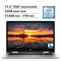 Dell Inspiron 17.3" Full HD Touchscreen 2-in-1 Laptop, Intel Core i7-8565U Up to 4.6GHz, NVIDIA GeForce MX250, 32GB DDR4 RAM, 512GB PCIe SSD + 1TB HDD, Wireless-AC, HDMI, USB Type-C, Windows 10, Silve