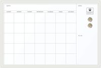U Brands Magnetic Dry Erase Calendar Board, 30 x 20 Inches, White Wood Frame (2075U00-01)
