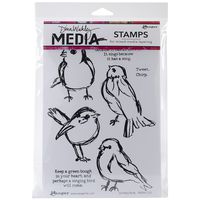 Ranger Dina Wakley Media Cling Stamps, 6 by 9-Inch, Scribbly Birds