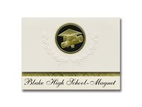 Signature Announcements Blake High School-Magnet (Tampa, FL) Graduation Announcements, Presidential style, Elite package of 25 Cap & Diploma Seal. Black & Gold.