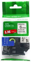 LM Tapes - Brother PT-1180 Label Printer 6mm Black on White Compatible TZe P-touch Tape (1/4" 0.23 Laminated) for Brother Model PT1180 Label Maker