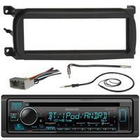 Kenwood KDCBT33 Bluetooth CD Car Stereo Audio Receiver - Bundle Combo W/Metra Dash Kit for 1998-Up Chrysler/Dodge/Jeep Vehicles + Antenna Adapter Cable + Radio Wiring Harness + Enrock Antenna