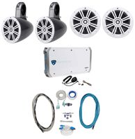 2 Kicker 6.5" Wakeboard Speakers+(2) 6.5" Boat Speakers+4 Chan Amplifier+Amp Kit