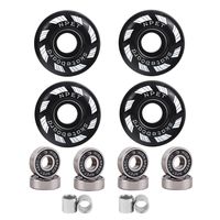 NPET 52mm Blank Skateboard Wheels/ABEC-11 Speed Bearings& Spacers (Black)