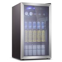 Antarctic Star Beverage Refrigerator Cooler - 100 Can Mini Fridge Glass Door for Soda Beer or Wine - Smoked Glass Door Small Drink Dispenser Machine for Home, Office or Bar, 3.2cu.ft.