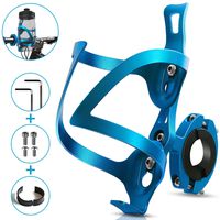Bike Cup Holder, Bicycle 2-in-1 Bottle Bracket, Aluminum Alloy Water Bottle Cages, Universal Rotation Cup Drink Holders for Motorcycle, MTB, Wheelchair, Baby Stroller, Trolleys, Tools Free (Blue)
