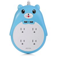 BESTEK Cute Surge Protector, 4-Outlet Surge Protector Power Strip with 2 USB Ports and 5.9 Foot Cord, 1875W&900 Joules