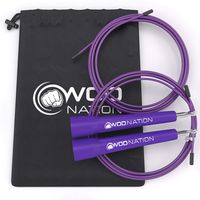WOD Nation Speed Jump Rope - Blazing Fast Rope for Endurance training for Sports like Boxing, MMA, Martial Arts or Just Staying Fit - Fully Adjustable to Fit Men, Women and Children - PURPLE