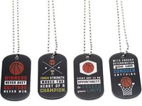 (12-Pack) Basketball Motivational Dog Tag Necklaces - Wholesale Bulk Pack of 1 Dozen Necklaces - Party Favors Sports Gifts Uniform Supplies for Basketball Players Fans Team Members