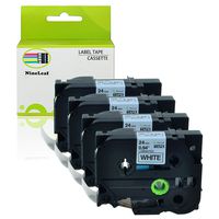 NineLeaf 4 Roll Label Tape Replacement Compatible for Brother TZe-251 TZe251 TZ-251 TZ251 Laminated use for P-Touch D600 2430PC PT-P750W PT-E550WVP Label Marker (24mm x 8m Black on White)