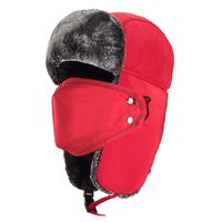 Mysuntown Unisex Winter Trooper Trapper Hat Ushanka Ear Flap Chin Strap and Windproof Mask,Red,22-24 Inches ,One Size Fits All