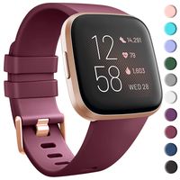 Tobfit Sport Bands Compatible with Fitbit Versa 2/Versa/Versa Lite/Versa SE, Soft TPU Wristbands Accessories for Women Men (Wine Red, Small)