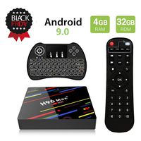 Android 9.0 TV Box, EstgoSZ H96 Max+ 4GB 32GB RK3328 Smart 4K TV Box Support H265 VP9 Video Decoding/2.4G 5GWifi/BT/100M LAN/KD18.0 USB3.0 Android TV Box with Backlit Wireless Keyboard