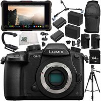 Panasonic Lumix DC-GH5 Mirrorless Micro Four Thirds Digital Camera + Atomos Ninja Inferno Recording Monitor 14PC Bundle - Includes 64GB SD Memory Card + More - International Version (No Warranty)