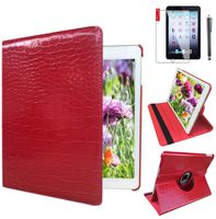 Ipad Case 360 Degrees Rotating Stand Leather Magnetic Smart Cover Case for Ipad 2/ 3/4 Generation Case with Bonus Screen Protector, Stylus and Cleaning Cloth ( Crocodile Pattern )