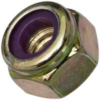 Steel Lock Nut, Zinc Yellow-Chromate Plated Finish, Grade 8, Right Hand Threads, Nylon Insert, 1/4"-20 Threads, 0.482" Width Across Flats (Pack of 25)