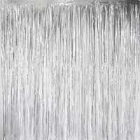 Deruicc Silver Foil Curtains 3ft x 8ft Tinsel Fringe Curtains Shimmer Curtain Birthday Wedding Party Christmas Photo Booth Backdrop Decorations
