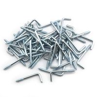 LQ Industrial 60 PCS Mini Square Bend Hook Lag Screw Shoulder Hooks Zinc Silver M3-3x12x35/14mm