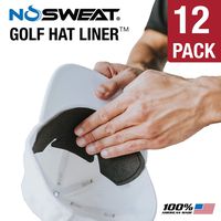 NoSweat Golf Hat Liner & Cap Protection - Moisture Wicking Sweatband Absorbs Dripping Sweat | Helps Prevent Acne, Prevents Hat Stain Rings (12-Pack)