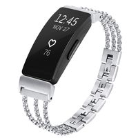 fastgo Compatible with Fitbit Inspire HR Bands/Fitbit Inspire Band, Adjustable Stainless Steel Replacement Wristbands Classy Dressy Bracelet Heart Rate Inspire Accessories for Women Girls (Silver)