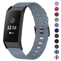 NANW Woven Bands Compatible with Fitbit Charge 3 Bands/Charge 3 SE, Soft Breathable Fabric Replacement Wristbands Strap Sports Accessories for Women Men, Large Small (Small (5.5"-7.2"), Light Blue)