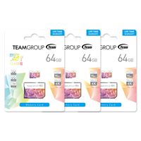 TEAMGROUP Color Card II 64GB 3-Pack MicroSD UHS-I U3 High Speed Flash Memory Card with Adapter for 4K UHD Camera Recording Shooting, Nintendo Handheld Console (TCIIUSXH64GU358)