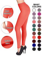 SATINA #1 High Waisted Buttery Soft Leggings | Regular and Plus Size | 22 Colors (Plus Size, Neon Coral)