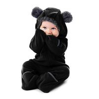 Goldweather Infant Baby Boys Girls Fleece Pajamas Jumpsuit Winter Zip Hooded Footed Romper Warm Coat (Black, 3-6 Months)