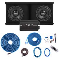 Skar Audio Dual 8" Complete 1,400 Watt SDR Series Subwoofer Bass Package - Includes Loaded Enclosure with Amplifier