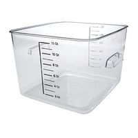 Rubbermaid Commercial Products Plastic Space Saving Square Food Storage Container For Kitchen/Sous Vide/Food Prep, 12 Quart, Clear (Fg631200Clr)
