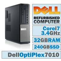 Dell OptiPlex 7010 DT/Core i7-3770 Quad @ 3.4 GHz/32GB DDR3/NEW 240GB SSD/DVD-RW/Windows 10 PRO 64 BIT