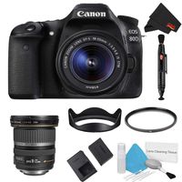 Canon EOS 80D DSLR Camera with 18-55mm Lens Basic Bundle + 10-22mm Lens (International Model)