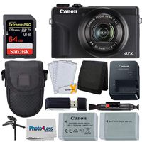 Canon PowerShot G7 X Mark III Digital Camera (Black) + 64GB Extreme Pro Memory Card + Camera Case + Extra NB-13L Battery + Tabletop Tripod/Pistol Grip + USB Card Reader + Wallet + Lens Cleaning Pen