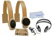 Audio Fox Wireless TV Speakers Value Bundle with Stereo Headphones and Liberty Cleaning Cloth (Tan)
