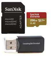 SanDisk 256GB Micro SDXC Memory Card Extreme Works with GoPro Hero 8 Black, GoPro Max 360 Action Camera U3 V30 4K A2 Class 10 (SDSQXA1-256G-GN6MA) Plus (1) Everything But Stromboli (TM) Card Reader