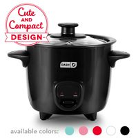 Dash DRCM200BK Mini Rice Cooker Steamer with Removable Nonstick Pot, Keep Warm Function & Recipe Guide, Black