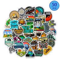 MSOLE 50 Pcs Cute Waterproof Outdoors Adventure Stickers for Water Bottles Laptop Hydroflasks Hiking Camping Travel Decals for Mac Scrapbooking Guitar Motorcycle Bicycle Luggage