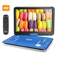 SUNPIN 17.9" Portable DVD Player with 15.6 inch Large HD Swivel Screen, Long Lasting Rechargeable Battery, Support USB/SD Card/AV in&Out and Multiple Disc Formats, Louder Stereo Speaker, Blue