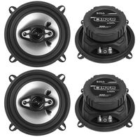 4) NEW BOSS NX524 5.25" 600W 4-Way Car Audio Coaxial Speakers Stereo Black 4 Ohm