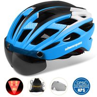 Bike Helmet, Shinmax Cycling Helmet CPSC Safety Standard Adjustable Bicycle/Climbing Helmet with Magnetic Visor&LED Safety Back Light for Adult Youth Men/Women Mountain&Road