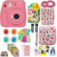 Fujifilm Instax Mini 9 Camera (USA) + Accessories kit for Fujifilm Instax Mini Camera Includes Instant Camera + Fuji Instax Film (20 PK) Case + Frames + Selfie Lens + Album and More (Flamingo PP)