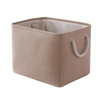 TheWarmHome Fabric Basket for Storage Basket for Organizing Dog Toy Basket Cloth Storage Bin Rectangular Storage Basket for Shelves Decorative Storage Basket(Beige,16L×12W×12H)