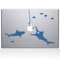 The Decal Guru Shark Party Under The Sea MacBook Decal Vinyl Sticker - 13" MacBook Air - Light Blue (0192-MAC-13A-LB)