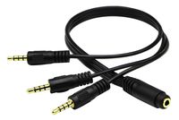 zdyCGTime 3.5mm Audio Y Splitter Headphone Cable, 3.5mm 1/8" inch Female to 3 Male Headset Mic & Stereo Audio Y Splitter Cable for Smartphone to Soundbox Adapter(30 CM/12 inch) (4-Pole)