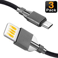 Micro USB Cable Android Micro USB to Reversible USB 2.0 Cable (3-Pack,3Ft) Nylon Braided Sync Fast Charging Cable for Samsung, HTC, Nexus, LG, Sony, Nokia, Motorola,Kindle(Black-Micro USB)