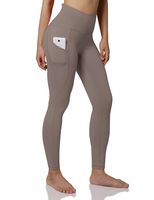 ODODOS Women's High Waist Yoga Pants with Pockets,Tummy Control,Workout Pants Running 4 Way Stretch Yoga Leggings with Pockets,DarkBeige,XX-Large