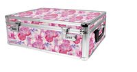 Vaultz Locking Storage Chest/Dorm Storage with Combination Locks, 6.5 x 19 x 13.5 Inches, Pink Floral Design (VZ03806)